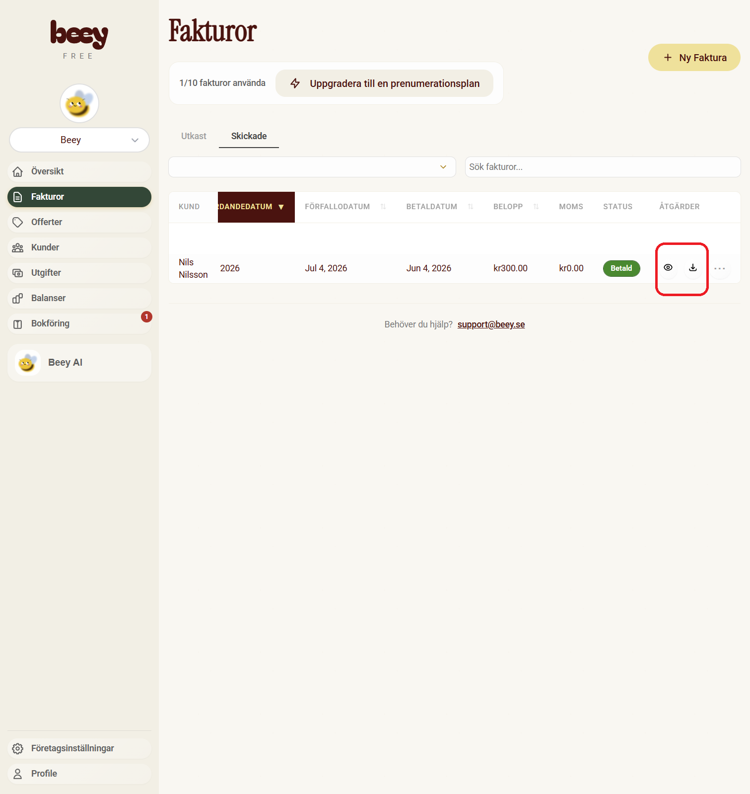 Ladda ner faktura som PDF